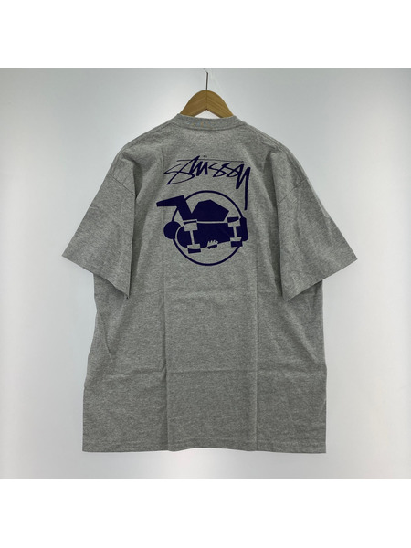 STUSSY　紺タグ SK8MAN シャツ　グレー　XL