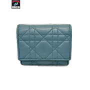Dior カナージュ 三つ折り コンパクト ウォレット ターコイズ