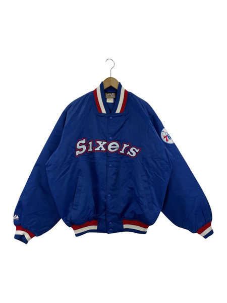超BIGサイズ　HARDWOOD CLASSIC sixers スタジャン 全刺繍・美品】超希少 NBA GⅢ 76ers スタジャン 肉厚 革ジャン