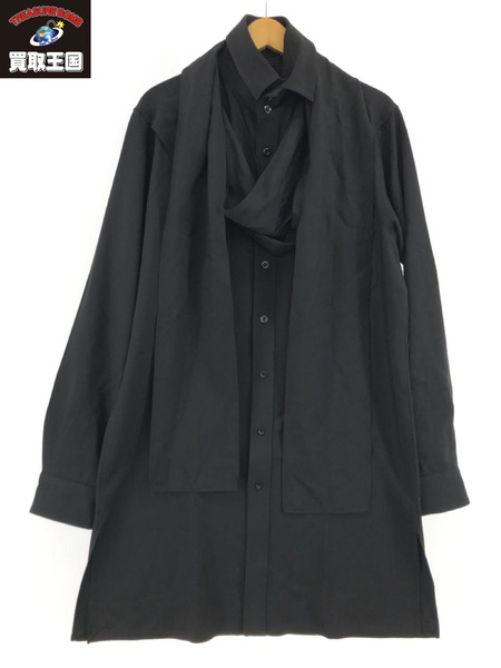 Yohji Yamamoto POUR HOMME ウールギャバ ボウタイシャツ 2 ブラック