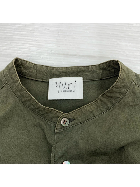 yuni 長袖シャツ ノーカラーシャツ KHK
