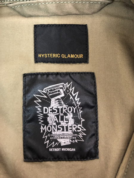 HYSTERIC GLAMOUR DESTROY ALL MONSTER ミリタリーシャツ (S) カーキ