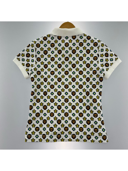 A BATHING APE ポロシャツ マイロ モノグラム ポロシャツ 白 XS