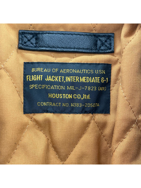 HOUSTON フライトジャケット ラムレザー G-1 黒