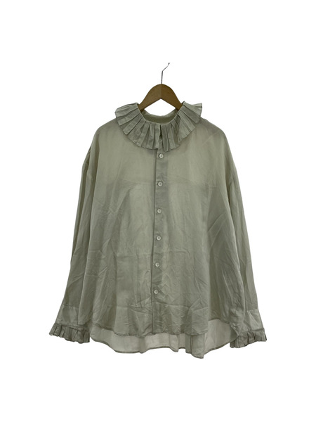 NEU_IN シルクフリルシャツ M グリーン 23AWPNT05[値下]