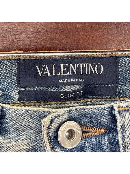 VALENTINO デニム・ジーンズ ロックスタッズ コットン デニムパンツ インディゴ W29