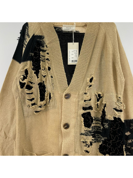 blank REMNANT WINGS CARDIGAN ダメージカーディガン 0 ベージュ×ブラック