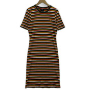 STUSSY 半袖ワンピース Amina Striped Rib Dress ボーダーワンピース