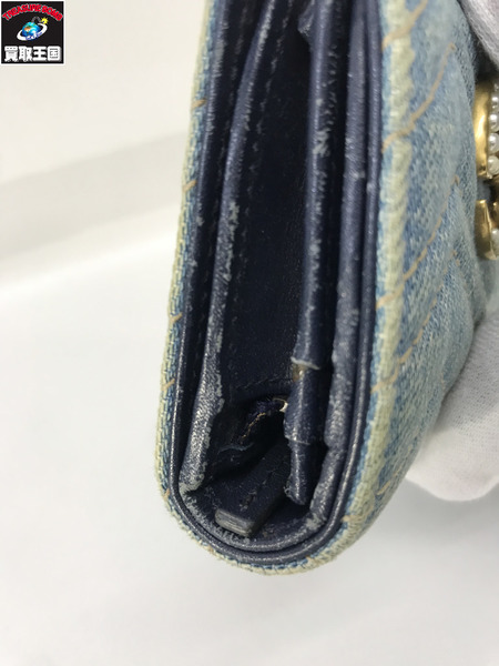 GUCCI コンパクトウォレット GGマーモント コンパクトウォレット デニム インディゴ