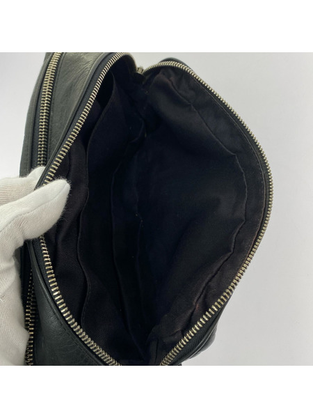 PORTER ソノ他バッグ レザー ダブルジップ セカンドバッグ 黒