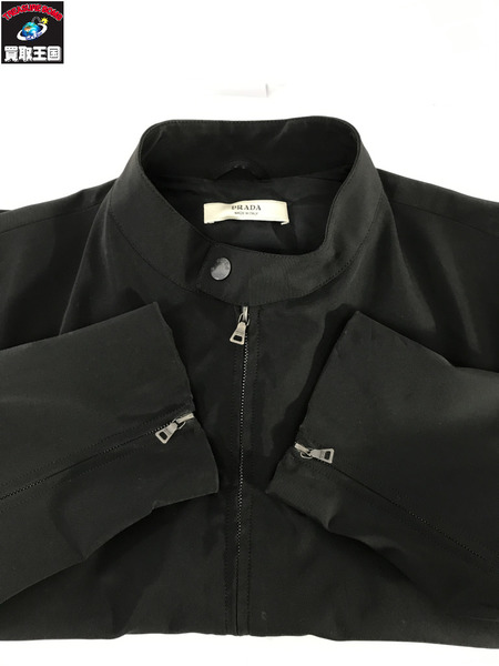 PRADA メンズラグ衣料 00s クロップドナイロンブルゾン 黒 (L)