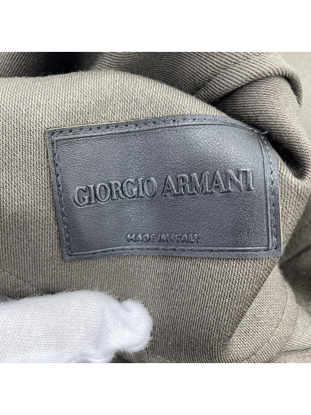 GIORGIO ARMANI スナップボタン 比翼 ウールギャバ ステンカラーコート 46 カーキ