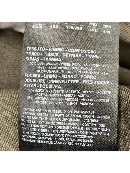 GIORGIO ARMANI スナップボタン 比翼 ウールギャバ ステンカラーコート 46 カーキ