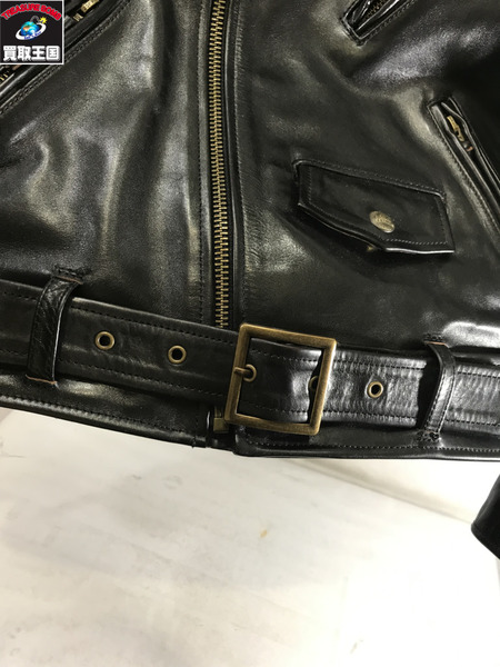 .  LEATHER BOMU ホースハイド ダブルライダースジャケット M
