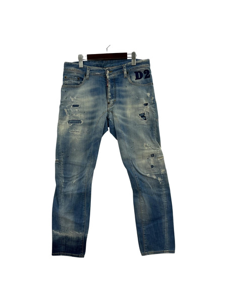 DSQUARED2 21SS Tidy Biker Jean 加工デニムパンツ 48 ブルー[値下]