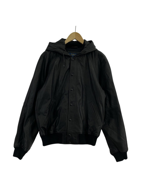 美品 Ralph lauren sport ラムレザー ブルゾンジャケット黒 9 ◯ Ralph Lauren ラム レザー スポーツ ジャケット / ラルフ