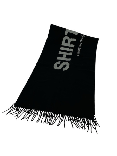 COMME des GARCONS SHIRT 20AW ロゴプリント 大判マフラー ブラック