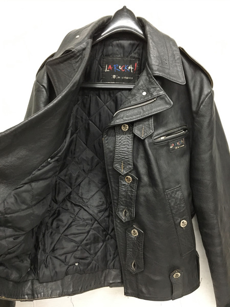 80s LA ROCKA! BIKER JACKET ラロッカ バイカー レザーライダースジャケット
