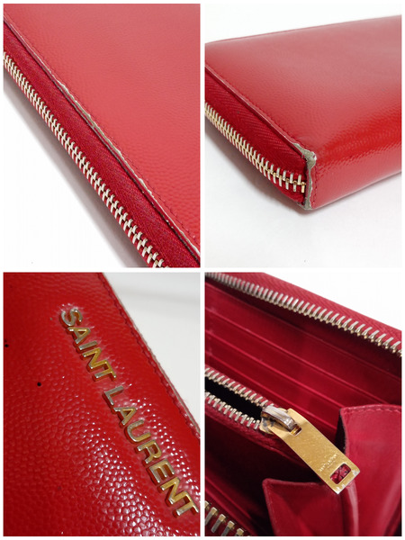SAINT LAURENT長財布 ラウンドファスナー/340841/RED