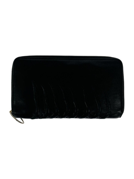 Alexander McQueen 長財布 レザー、ラウンドZIP BLK チャーム欠品