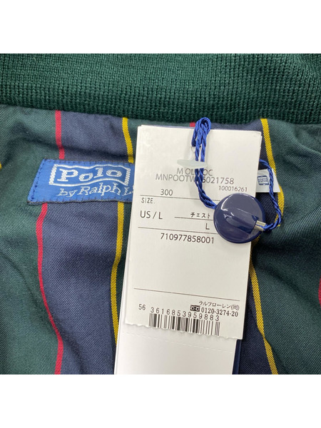 POLO RALPH LAUREN NEW ENGLAND 1967 ウイングフット 袖レザースタジャン L 緑