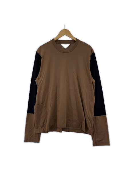 長袖Tシャツ・カットソー SUN SEA 21AW LAYERED 2TONE T 茶 (3)