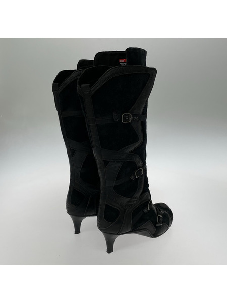 DIESEL ブーツ レザー切替スエードヒールブーツ ブラック