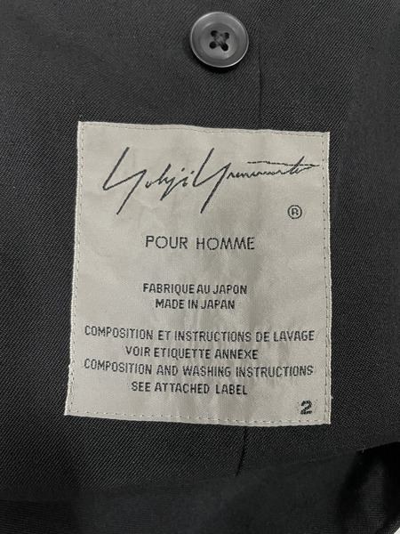 Yohji Yamamoto POUR HOMME ウールギャバ 3Bジャケット 2 ブラック HR-J30-100