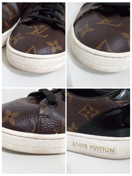 靴 LOUIS VUITTON モノグラム フロントロー ライン ローカット