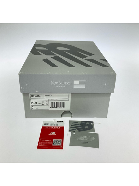 NEW BALANCE スニーカー MR993GL/USA製/グレー/28cm