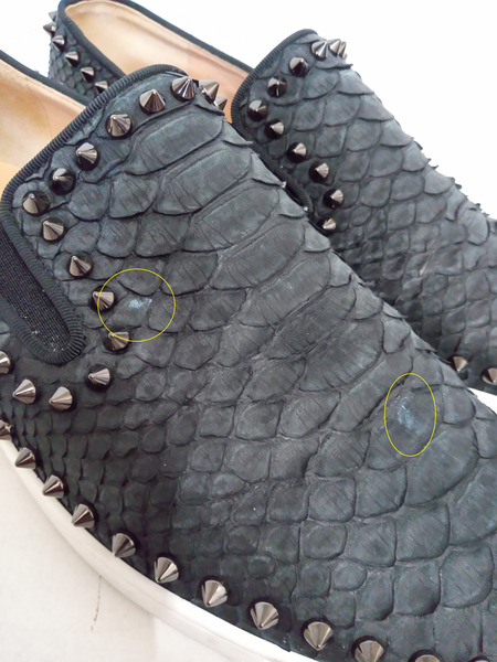 靴 C.Louboutin スタッズ　スリッポン　黒　42.5