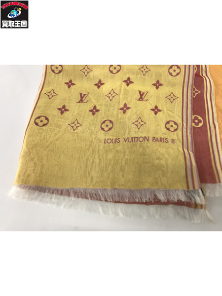 LV  モノグラム シルク　スカーフ　黄/オレンジ/赤