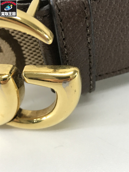 GUCCI  GGマーモント ダブルGバックル ベルト レザー 茶