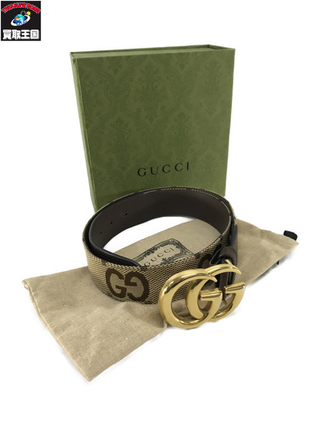 GUCCI  GGマーモント ダブルGバックル ベルト レザー 茶