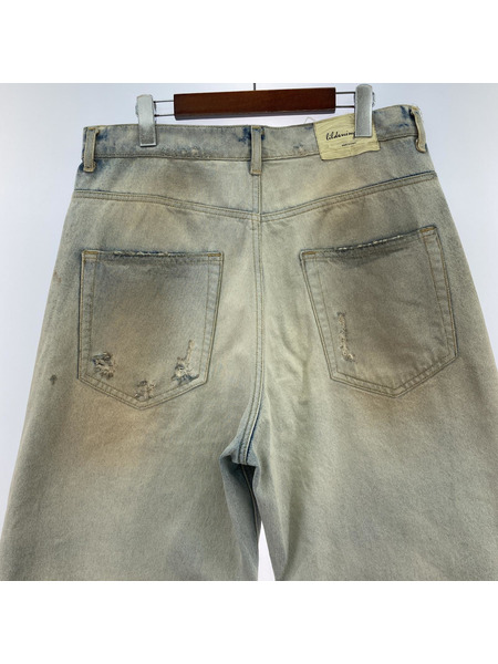 Lildenimjean 加工 クラッシュデニムパンツ 32 サックス