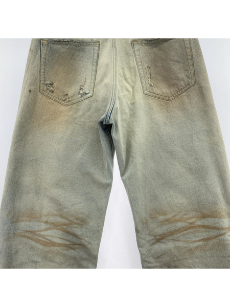 Lildenimjean 加工 クラッシュデニムパンツ 32 サックス
