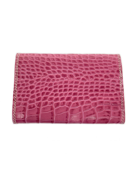 コンパクトウォレット 銀座和光 クロコ型押シ 三ツ折リ財布 ピンク