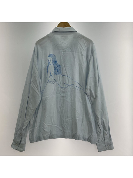STUSSY 長袖 レーヨンシャツ(L) SP21 1110164 ブルー系