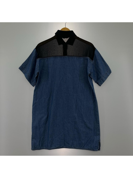 DIESEL シアー切替S/Sプルオーバーシャツ (XXS) インディゴ