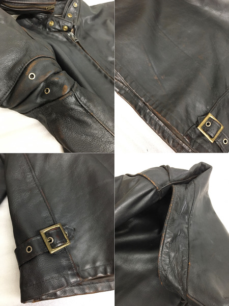 schott ライダース 641 シングルライダースジャケット 42 茶芯レザー ブラック