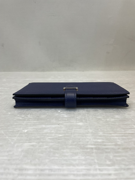 HERMES ベアンスフレ ロングウォレット ネイビー X刻印