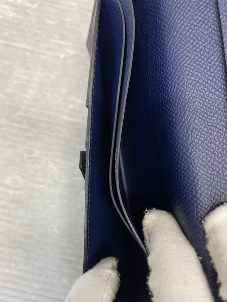 HERMES ベアンスフレ ロングウォレット ネイビー X刻印