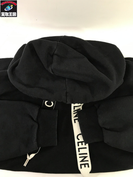 CELINE パーカー ロゴ ドロー ストリングパーカー L ブラック