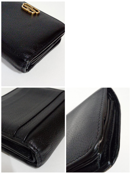 コンパクトウォレットBALENCIAGA/ BBロゴ 二つ折り財布 601474 BLK