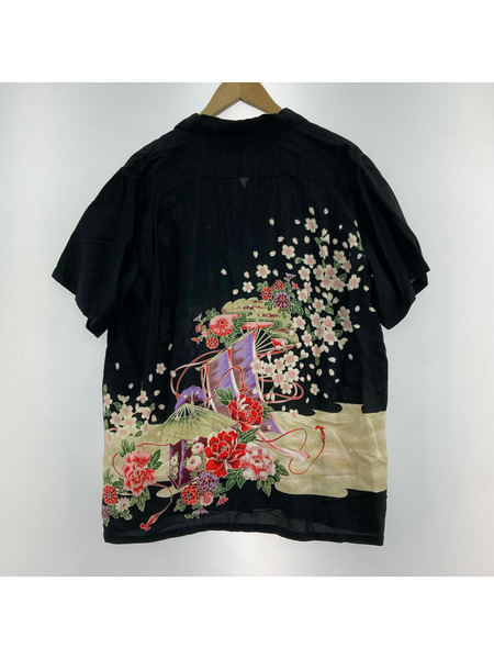 半袖シャツ IOLANI アロハシャツ 黒（L）