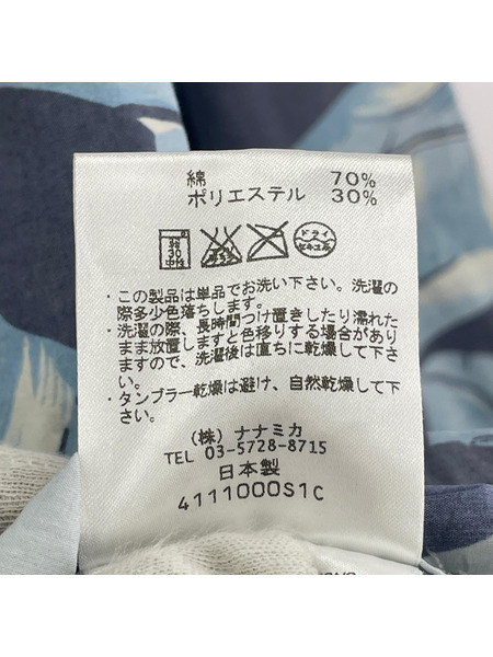 nanamica 長袖シャツ 総柄 青（S）