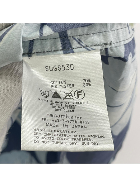 nanamica 長袖シャツ 総柄 青（S）