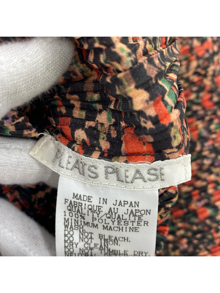 PLEATS PLEASE 長袖Tシャツ・カットソー モザイク 赤黒 (3)