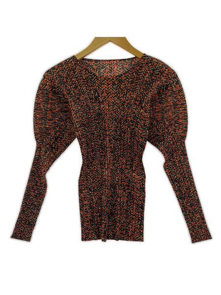 PLEATS PLEASE 長袖Tシャツ・カットソー モザイク 赤黒 (3)