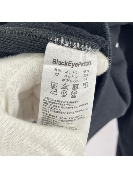 BLACK EYE PATCH パーカー レザーパッチ ロゴ 黒 (L)